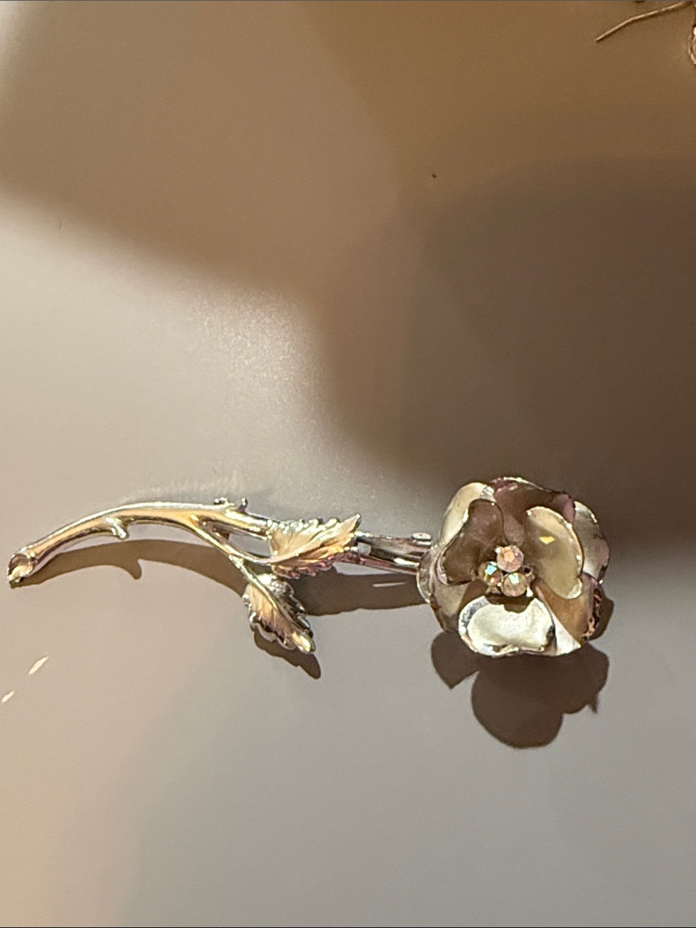 Vintage Large Silver Floral Stem Brooch - Flower Pin